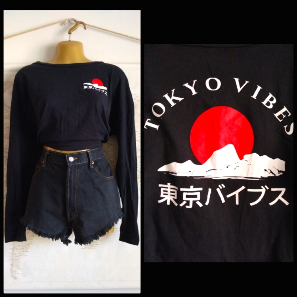 Japanese Tokyo Vibes Long Sleeve Tee-Size XL